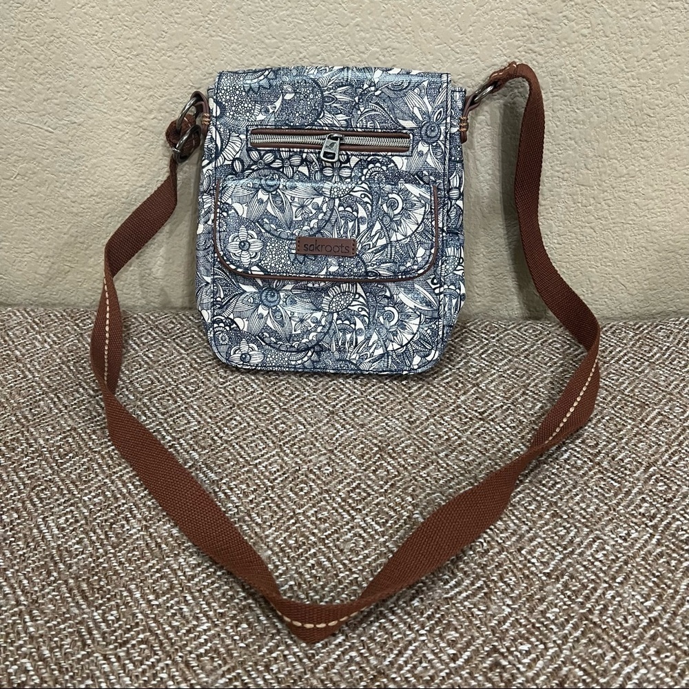 SAKROOTS Navy Blue Spirit Desert Artist Circle Cross Body Messenger Bag Purse